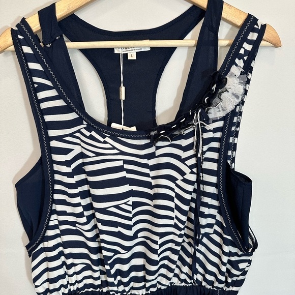 Forla Paris Womens Size L Jumpsuit Sleeveless Striped Pockets Lightweight Boho - Picture 14 of 16